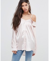 Розовая сатиновая блузка от Boohoo
