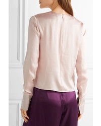 Розовая сатиновая блузка от Roksanda