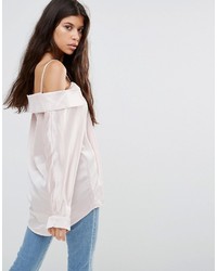 Розовая сатиновая блузка от Boohoo