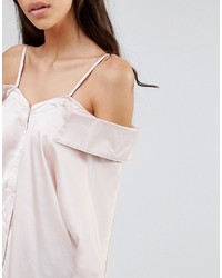 Розовая сатиновая блузка от Boohoo