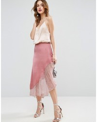 Розовая сатиновая юбка от Asos