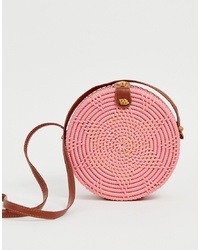 Розовая соломенная сумка через плечо от ASOS DESIGN