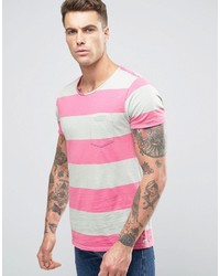 Мужская розовая футболка в горизонтальную полоску от Scotch & Soda