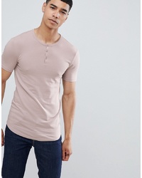 Мужская розовая футболка на пуговицах от ASOS DESIGN
