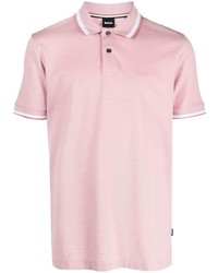 Мужская розовая футболка-поло в горизонтальную полоску от BOSS