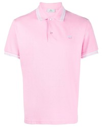 Мужская розовая футболка-поло в горизонтальную полоску от Etro