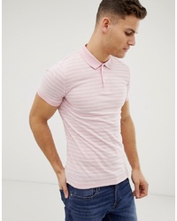 Мужская розовая футболка-поло в горизонтальную полоску от French Connection