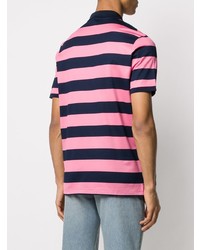 Мужская розовая футболка-поло в горизонтальную полоску от Paul & Shark