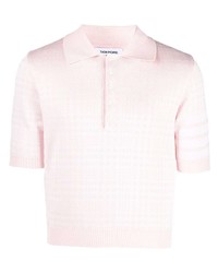 Мужская розовая футболка-поло в мелкую клетку от Thom Browne