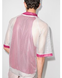 Мужская розовая футболка-поло в сеточку от Saul Nash