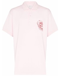 Мужская розовая футболка-поло с вышивкой от Alexander McQueen