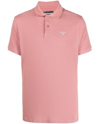 Мужская розовая футболка-поло с вышивкой от Barbour