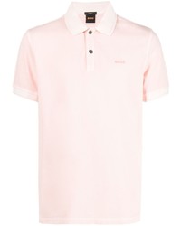 Мужская розовая футболка-поло с вышивкой от BOSS