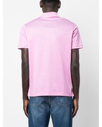 Мужская розовая футболка-поло с вышивкой от Paul & Shark