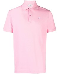 Мужская розовая футболка-поло с вышивкой от Etro