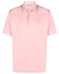 Мужская розовая футболка-поло с вышивкой от Herno