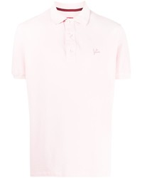 Мужская розовая футболка-поло с вышивкой от Isaia