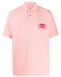 Мужская розовая футболка-поло с вышивкой от Martine Rose