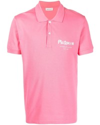Мужская розовая футболка-поло с принтом от Alexander McQueen
