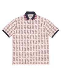 Мужская розовая футболка-поло с принтом от Gucci