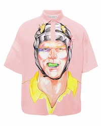 Мужская розовая футболка-поло с принтом от JW Anderson