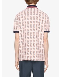 Мужская розовая футболка-поло с принтом от Gucci