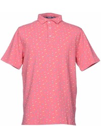 Розовая футболка-поло с цветочным принтом