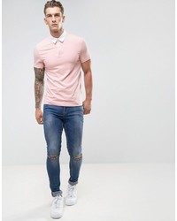 Мужская розовая футболка-поло от Asos