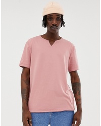 Мужская розовая футболка с v-образным вырезом от ASOS DESIGN
