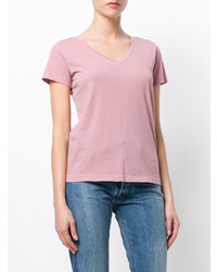 Женская розовая футболка с v-образным вырезом от Officine Generale