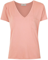 Женская розовая футболка с v-образным вырезом