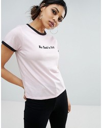 Женская розовая футболка с вышивкой от Daisy Street
