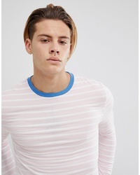 Мужская розовая футболка с длинным рукавом в горизонтальную полоску от ASOS DESIGN