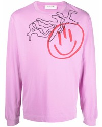 Мужская розовая футболка с длинным рукавом с принтом от 1017 Alyx 9Sm