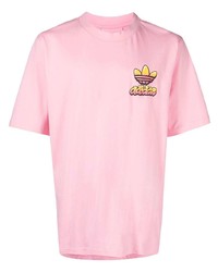 Мужская розовая футболка с длинным рукавом с принтом от adidas