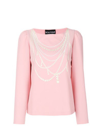 Женская розовая футболка с длинным рукавом с принтом от Boutique Moschino