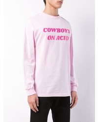 Мужская розовая футболка с длинным рукавом с принтом от Pleasures