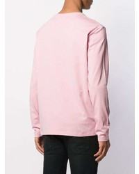 Мужская розовая футболка с длинным рукавом с принтом от Alexander McQueen