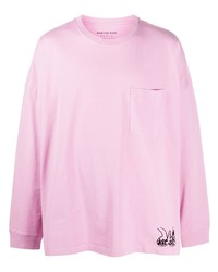 Мужская розовая футболка с длинным рукавом с принтом от Martine Rose