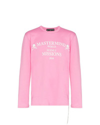 Мужская розовая футболка с длинным рукавом с принтом от Mastermind Japan