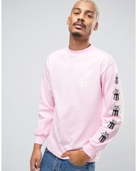 Мужская розовая футболка с длинным рукавом с принтом от Obey