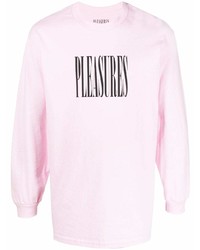 Мужская розовая футболка с длинным рукавом с принтом от Pleasures