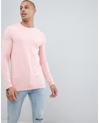 Мужская розовая футболка с длинным рукавом от ASOS DESIGN