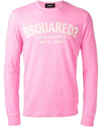 Мужская розовая футболка с длинным рукавом от DSQUARED2