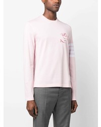 Мужская розовая футболка с длинным рукавом от Thom Browne