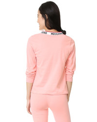 Женская розовая футболка с длинным рукавом от Moschino