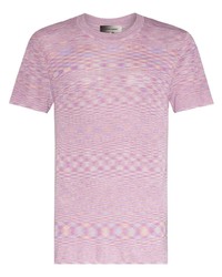 Мужская розовая футболка с круглым вырезом в горизонтальную полоску от Isabel Marant