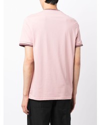 Мужская розовая футболка с круглым вырезом в горизонтальную полоску от Fred Perry