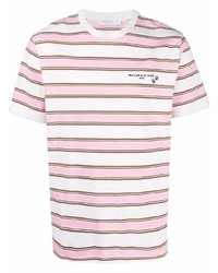 Мужская розовая футболка с круглым вырезом в горизонтальную полоску от MAISON KITSUNÉ