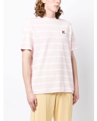 Мужская розовая футболка с круглым вырезом в горизонтальную полоску от Fila